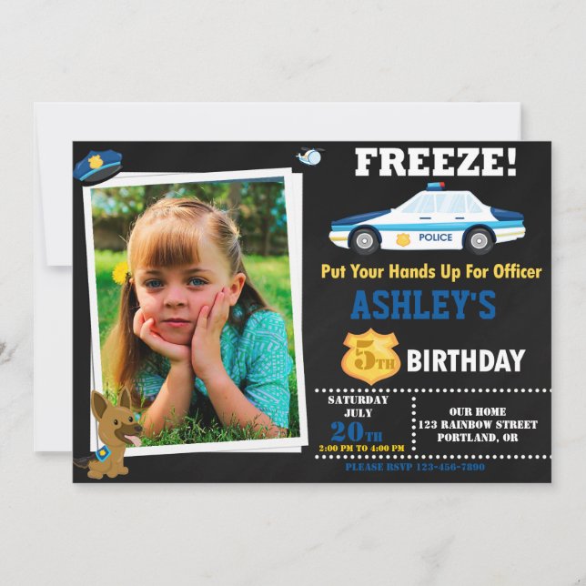Invitación al cumpleaños de un oficial de policía  (Anverso)