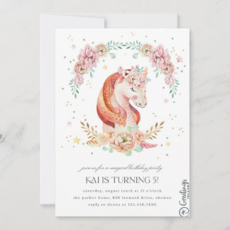 Invitación al cumpleaños de Unicorn 5 años