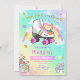 Invitación al cumpleaños de Unicorn Roller Skate