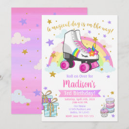 Invitación al cumpleaños de Unicorn Roller Skate
