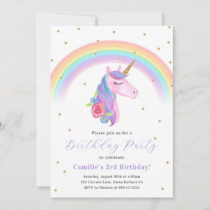 Invitación al cumpleaños de Unicornio y Arcoiris m