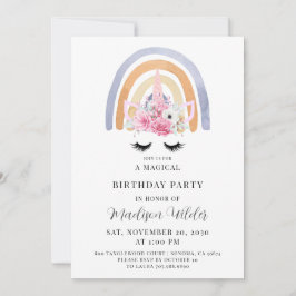 Invitación al cumpleaños de Unicornio y niño arcoi
