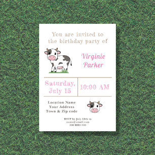 Invitación al cumpleaños de vaca cuta