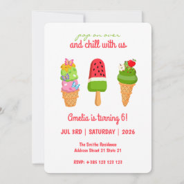 Invitación al cumpleaños de verano de crema de hie