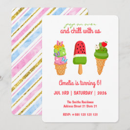 Invitación al cumpleaños de verano de crema de hie