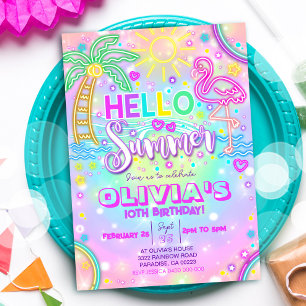 Invitación al cumpleaños de verano Hola Fiesta de