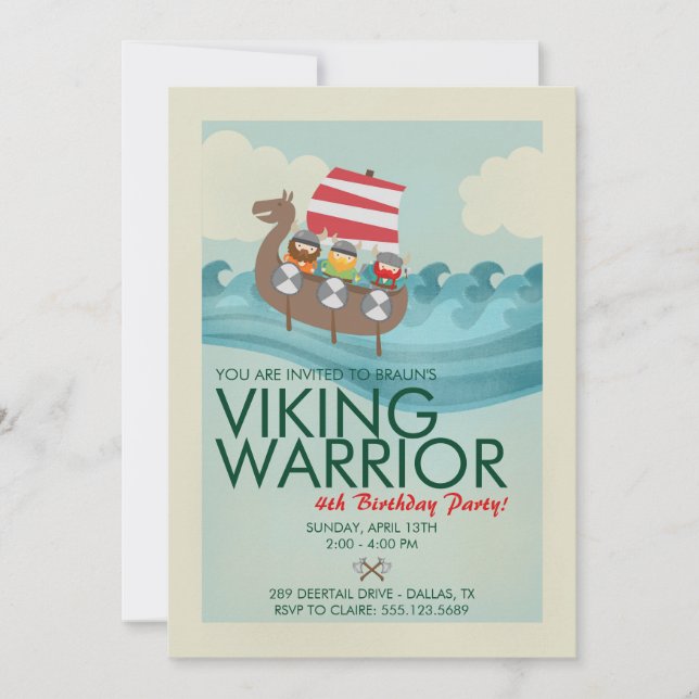 Invitación al cumpleaños de Viking Warrior (Anverso)