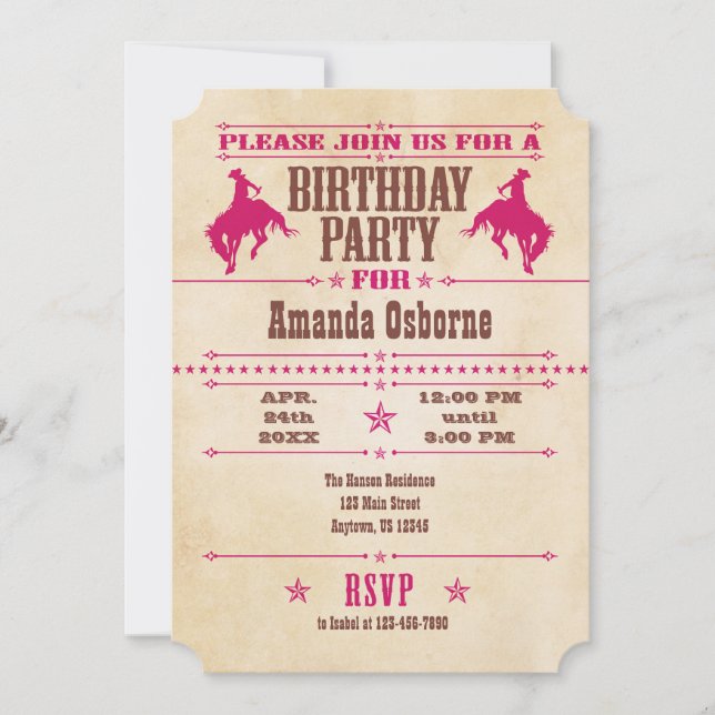 Invitación al cumpleaños de Vintage de Vino Rosado (Anverso)