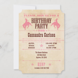 Invitación al cumpleaños de Vintage Pink