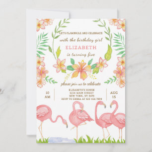 Invitación al cumpleaños de Watercolor Flamingo