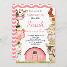 Invitación al cumpleaños de Watercolor Girly Farm