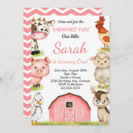 Invitación al cumpleaños de Watercolor Girly Farm