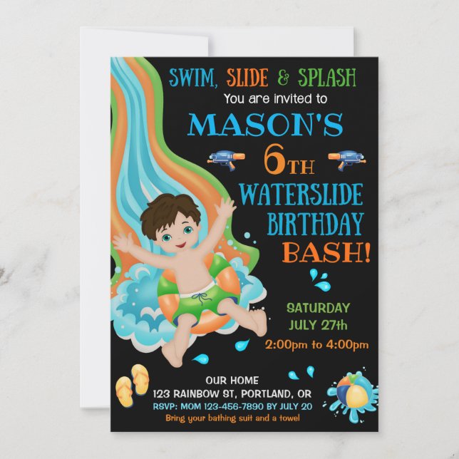 Invitación al cumpleaños de Waterpark (Anverso)