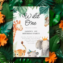 Invitación al cumpleaños de Wild One Jungle Safari