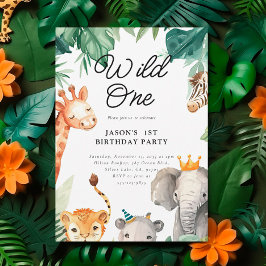 Invitación al cumpleaños de Wild One Jungle Safari