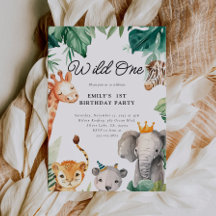 Invitación al cumpleaños de Wild One Jungle Safari