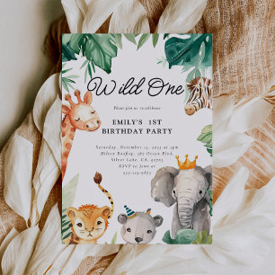 Invitación al cumpleaños de Wild One Jungle Safari