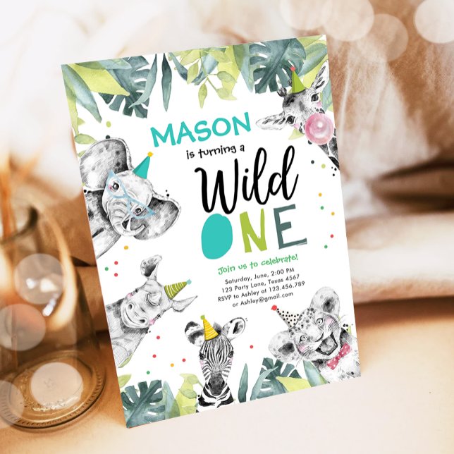 Invitación al cumpleaños de Wild One Safari Animal (Subido por el creador)