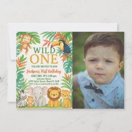 Invitación al cumpleaños de Wild One Safari editab