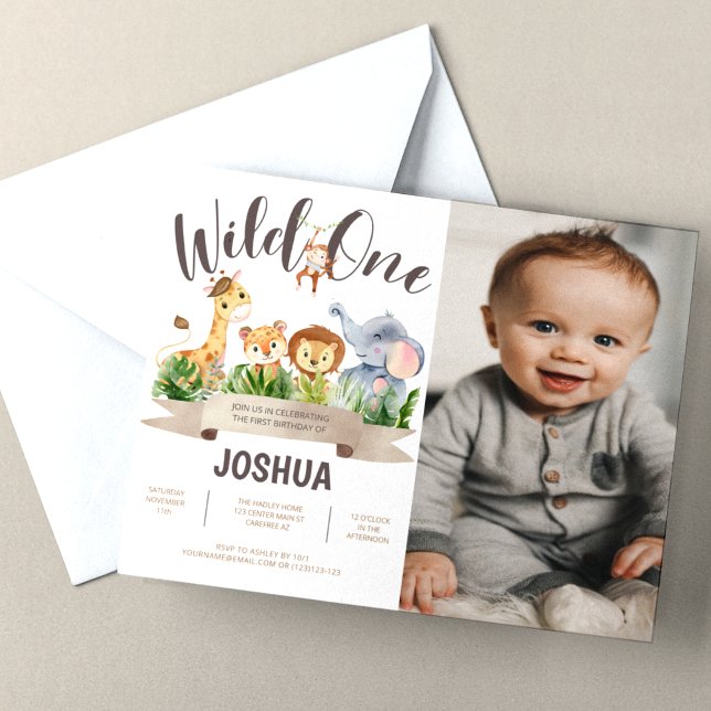 Invitación al cumpleaños de Wild One Safari Photo (Subido por el creador)