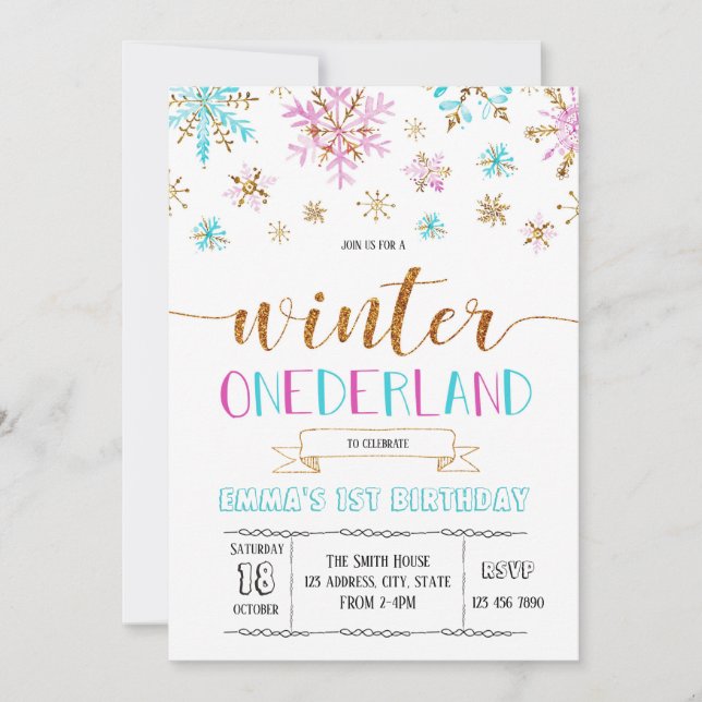 Invitación al cumpleaños de Winter Onderland (Anverso)