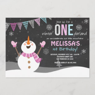 Invitación al cumpleaños de Winter ONEderland Plat