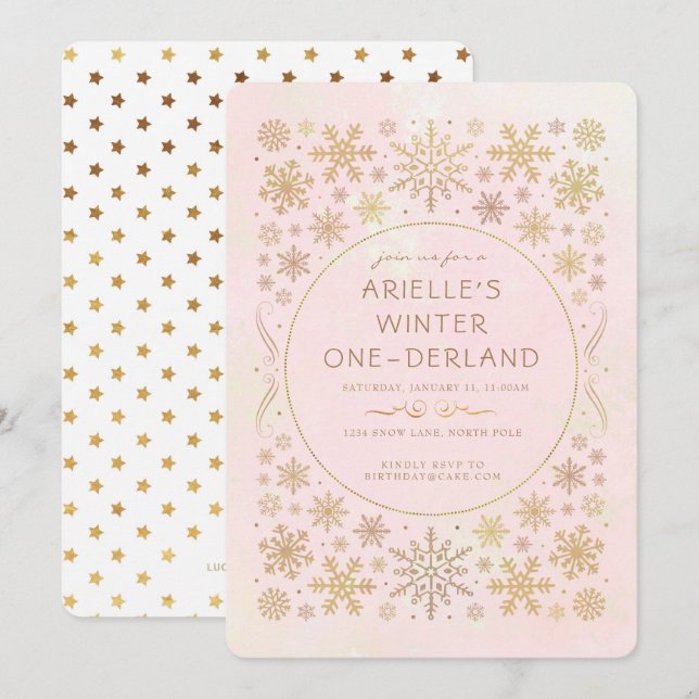 Invitación al cumpleaños de Winter Wonderland (Anverso / Reverso)