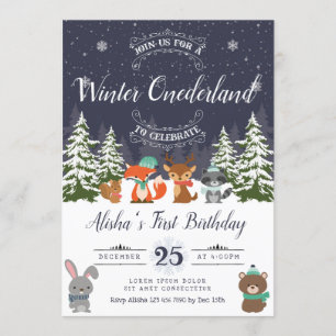 Invitación al cumpleaños de Winter Woodland