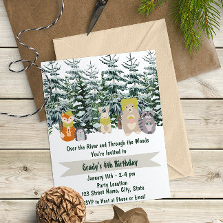 Invitación al cumpleaños de Winter Woodland