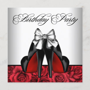 Invitación al cumpleaños de Womans Red Rose High H