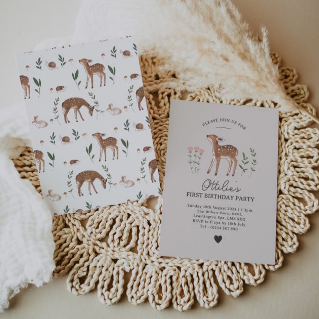 Invitación al cumpleaños de Woodland Fawn (Subido por el creador)