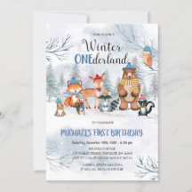 Invitación al cumpleaños de Woodland Winter ONEder