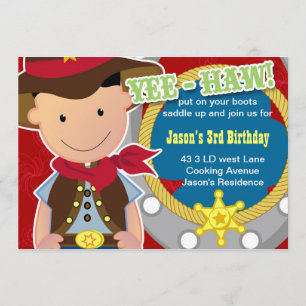 Invitación al cumpleaños de Yee Haw Cowboy