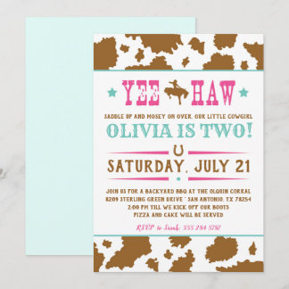 Invitación al cumpleaños de Yee Haw Rodeo Cowgirl