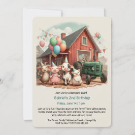 Invitación al cumpleaños del animal de Barnyard de