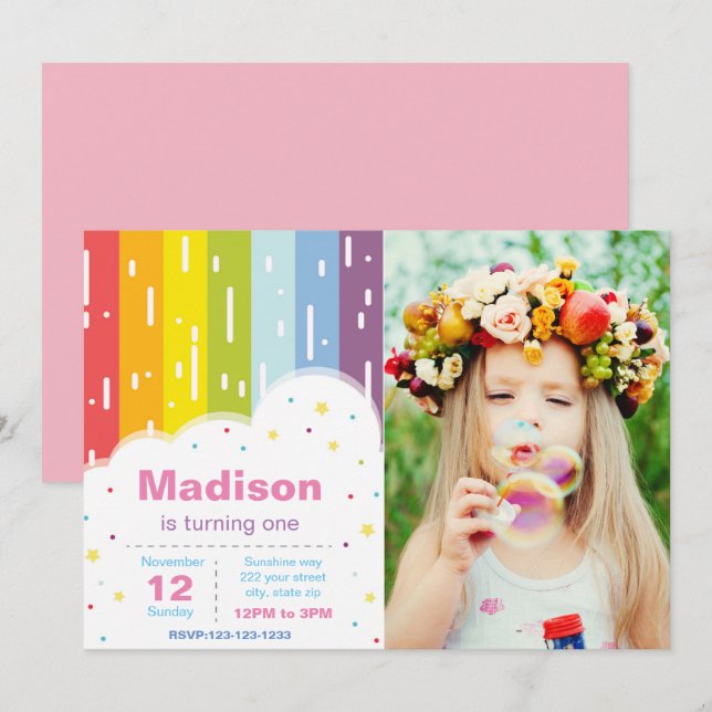 Invitación al cumpleaños del arco iris (Anverso / Reverso)