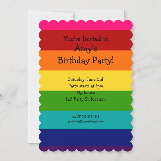 Invitación al cumpleaños del arco iris (Anverso)