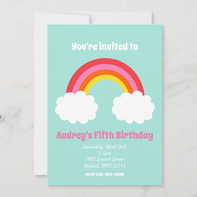 Invitación al cumpleaños del arcoiris (Anverso)