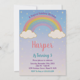 Invitación al cumpleaños del arcoiris Boho Pastel