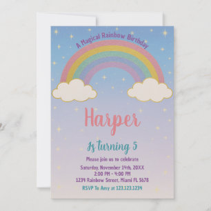 Invitación al cumpleaños del arcoiris Boho Pastel