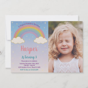 Invitación al cumpleaños del arcoiris Boho Pastel
