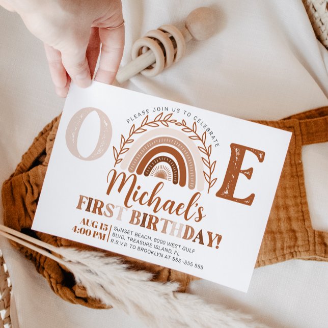 Invitación al cumpleaños del arcoiris Boho, tonos  (Subido por el creador)