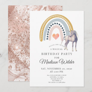 Invitación al cumpleaños del arcoiris de Boho Unic