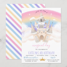 Invitación al cumpleaños del arcoiris de la prince