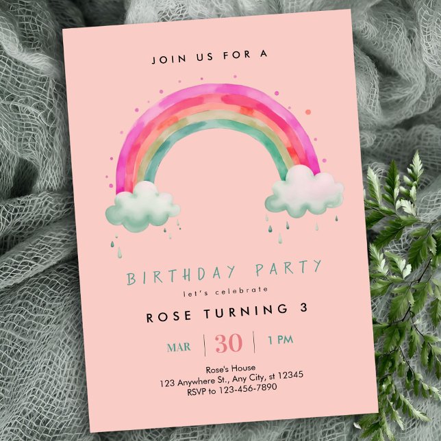Invitación al cumpleaños del arcoiris de los chica (Subido por el creador)
