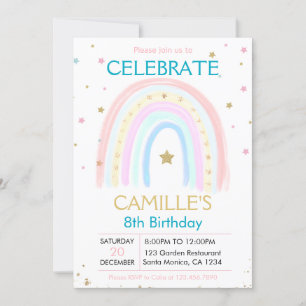 Invitación al cumpleaños del Arcoiris de oro del P