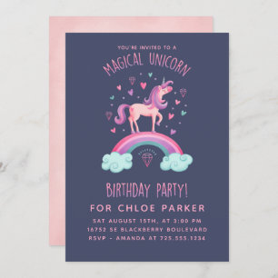 Invitación al cumpleaños del arcoiris de Unicornio