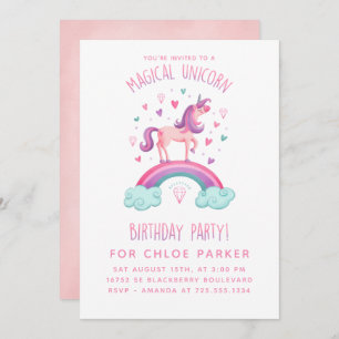Invitación al cumpleaños del arcoiris de Unicornio