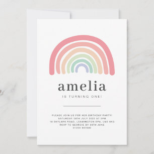 Invitación al cumpleaños del arcoiris del Pastel