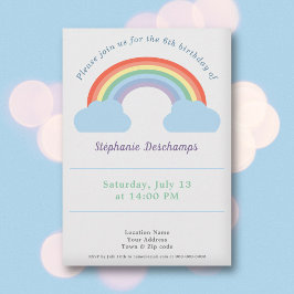 Invitación al cumpleaños del arcoiris del Pastel